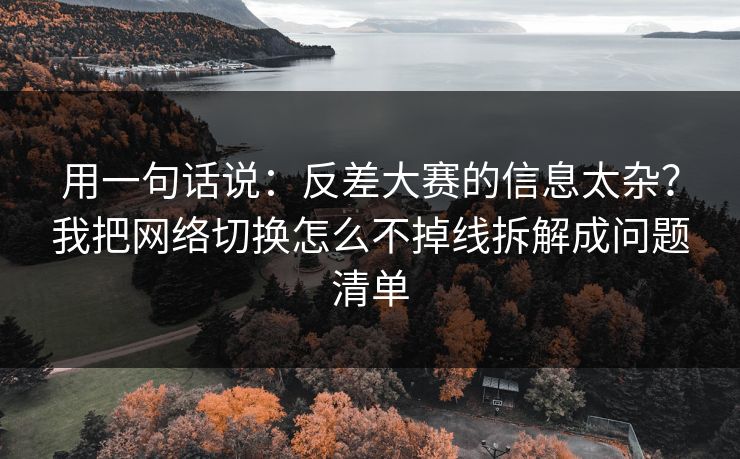 用一句话说：反差大赛的信息太杂？我把网络切换怎么不掉线拆解成问题清单